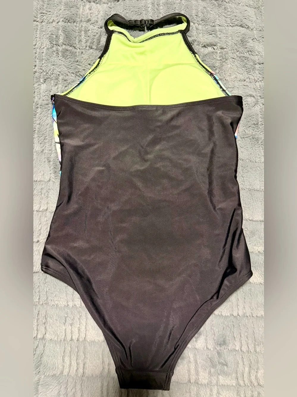 Justice Girls Tropical Palm Tree Halter High-Neck One-Piece Swimsuit - New